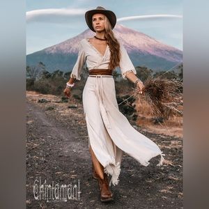 Chintamani Alchemistry Fringe Wrap Boho Dress small off white cotton S